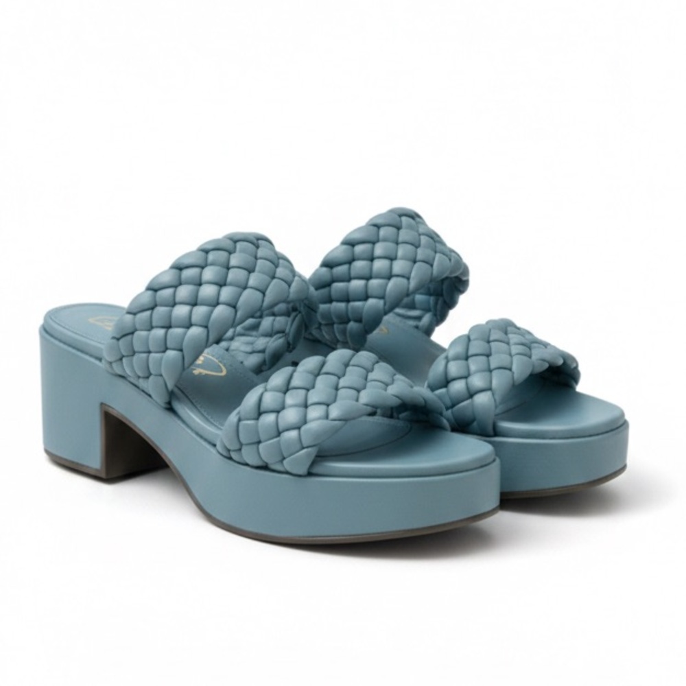 Women's Blue Braided Slide Sandals